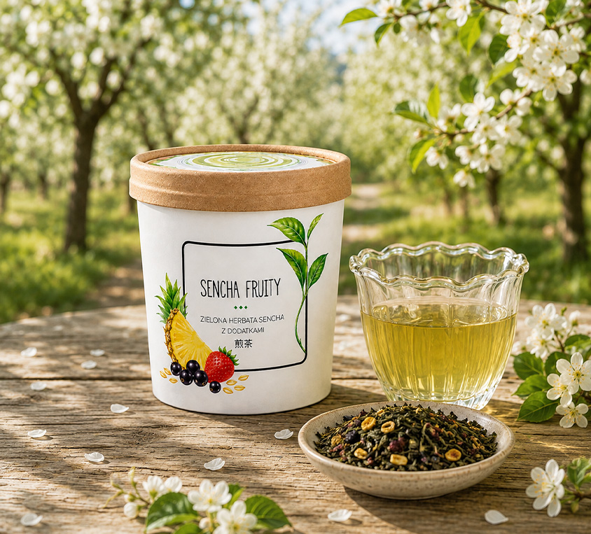 Fruity Sencha Leo Tea – zielona herbata Sencha z ananasem, porzeczką i truskawką