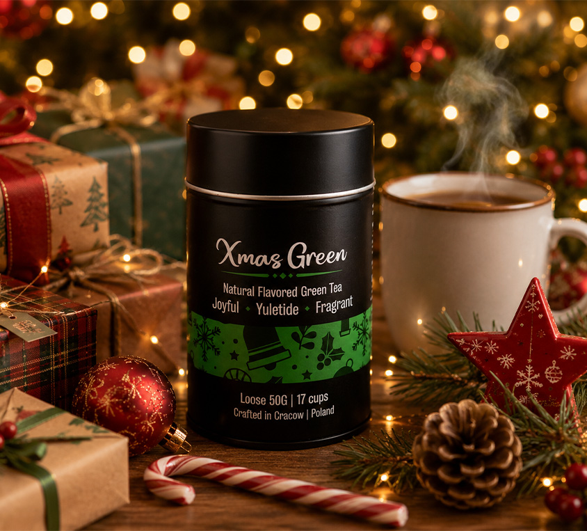 Green Xmas Leo Tea – zielona herbata świąteczna w metalowej puszce