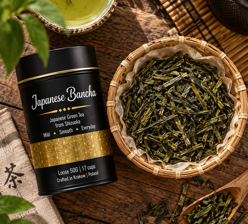 Japanese Bancha Leo Tea – japońska zielona herbata liściasta w metalowej puszce 50g