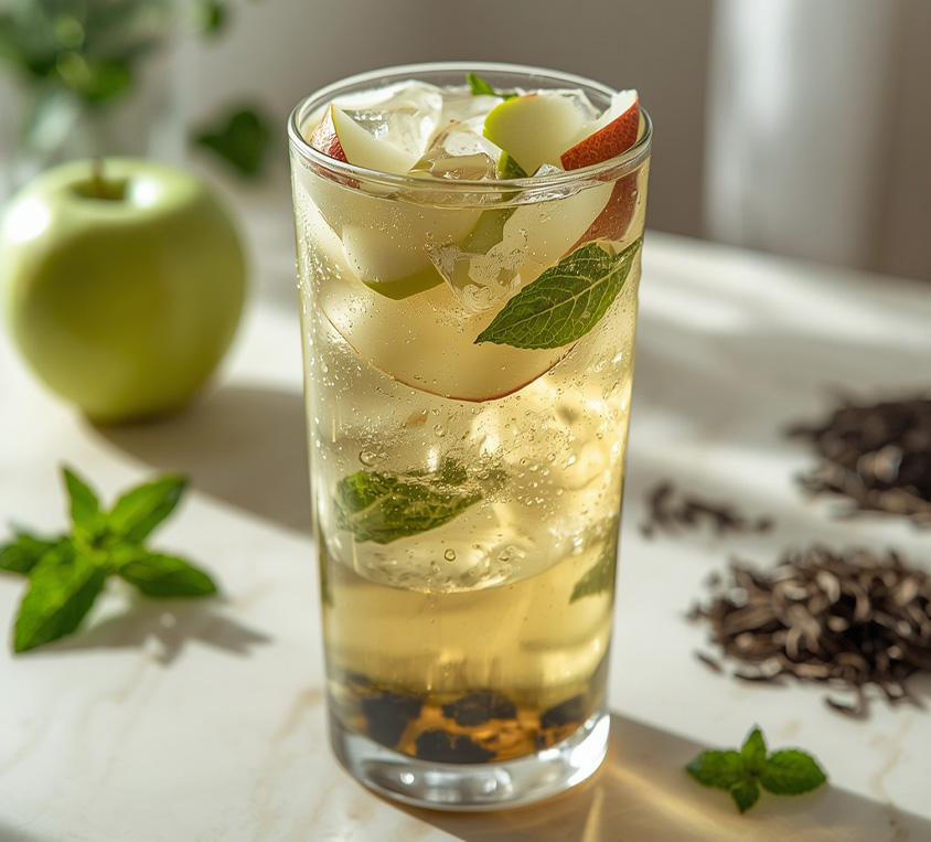 Japanese Bancha Tea Cooler z jabłkiem i miętą