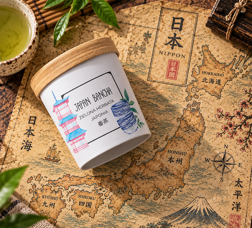 Japanese Bancha Leo Tea – japońska zielona herbata liściasta w dekoracyjnym kubku tekturowym 70g