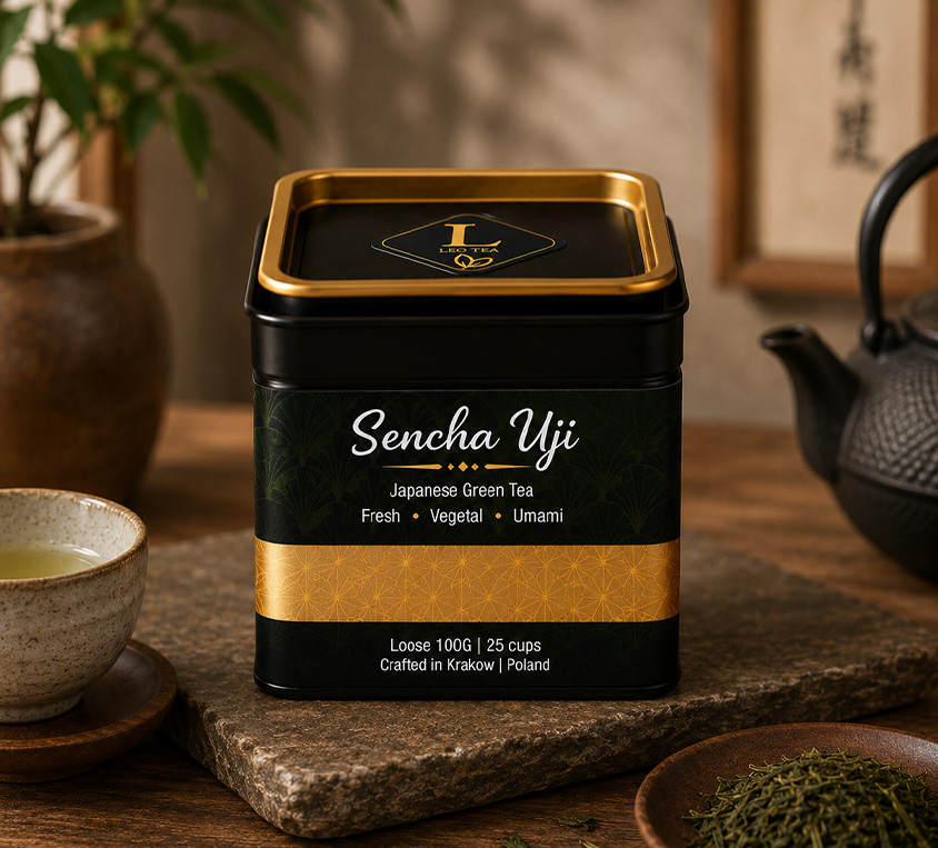 Sencha Uji Leo Tea w kubku prezentowym